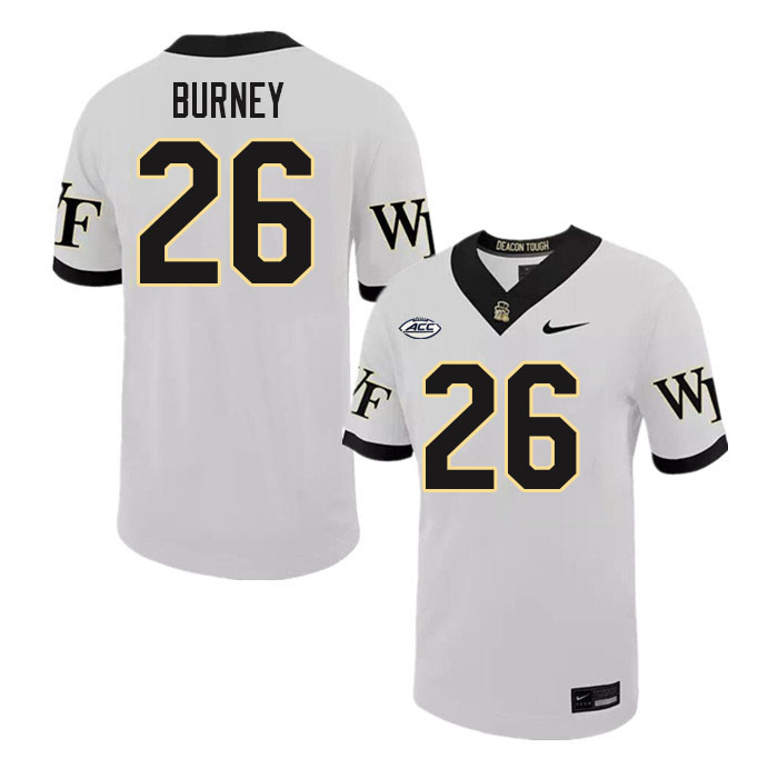 #26 Tayshaun Burney Wake Forest Demon Deacons College Football Jerseys Stitched-White